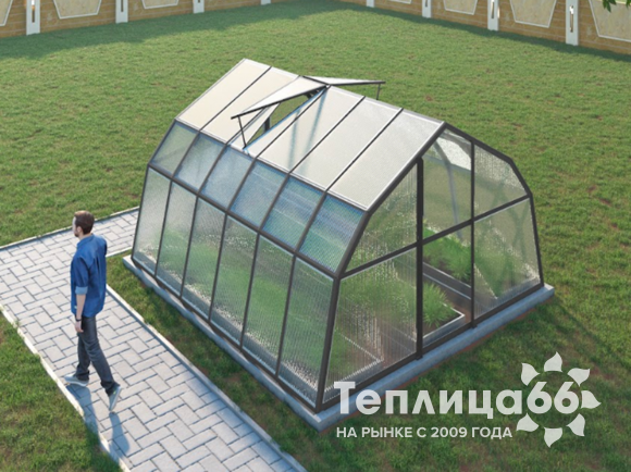 Теплица Рада Таймыр из поликарбоната, 3,5x4 метра, графитовая